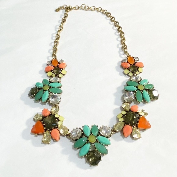 Stella & Dot Elodie Necklace Multicolor Coral Orange Blue Green Boho Festival - Picture 1 of 8